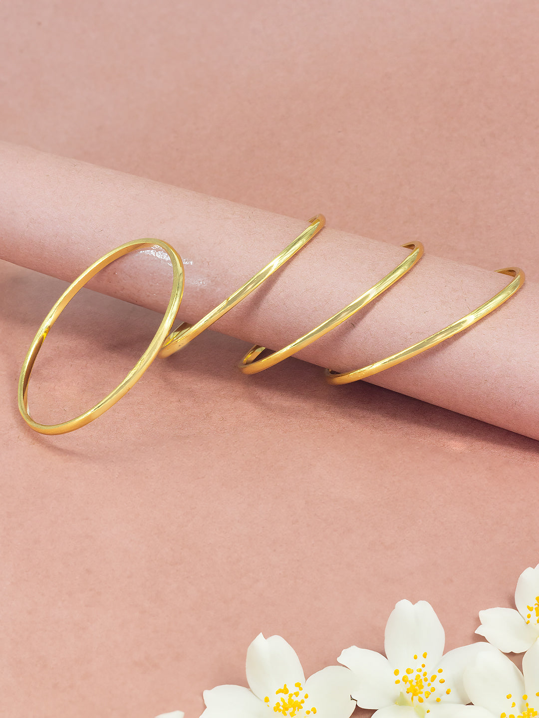 Set of 4 Gold Plated Minimal Bangles