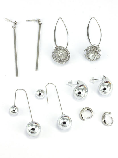 Pack of 5 Silver Plated Drop Earrings