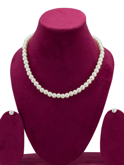 Gold Plated Pearl Beaded Moti Mala Trendy Necklace & Earrings