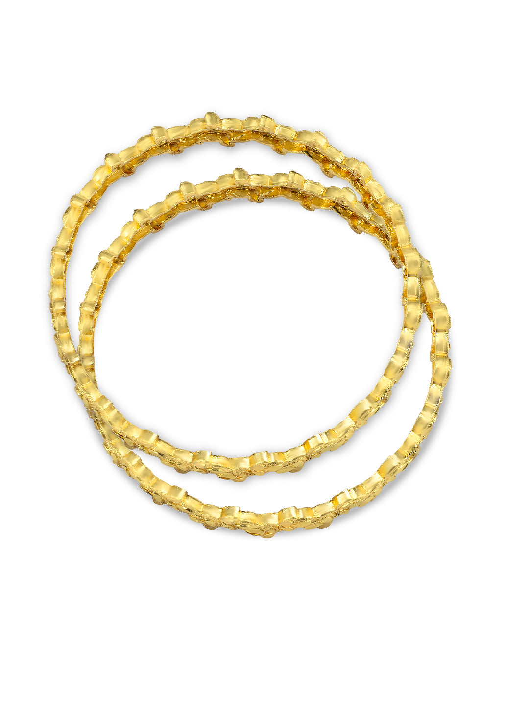 Set Of 2 Gold-Plated Leaf Shaped Bangles