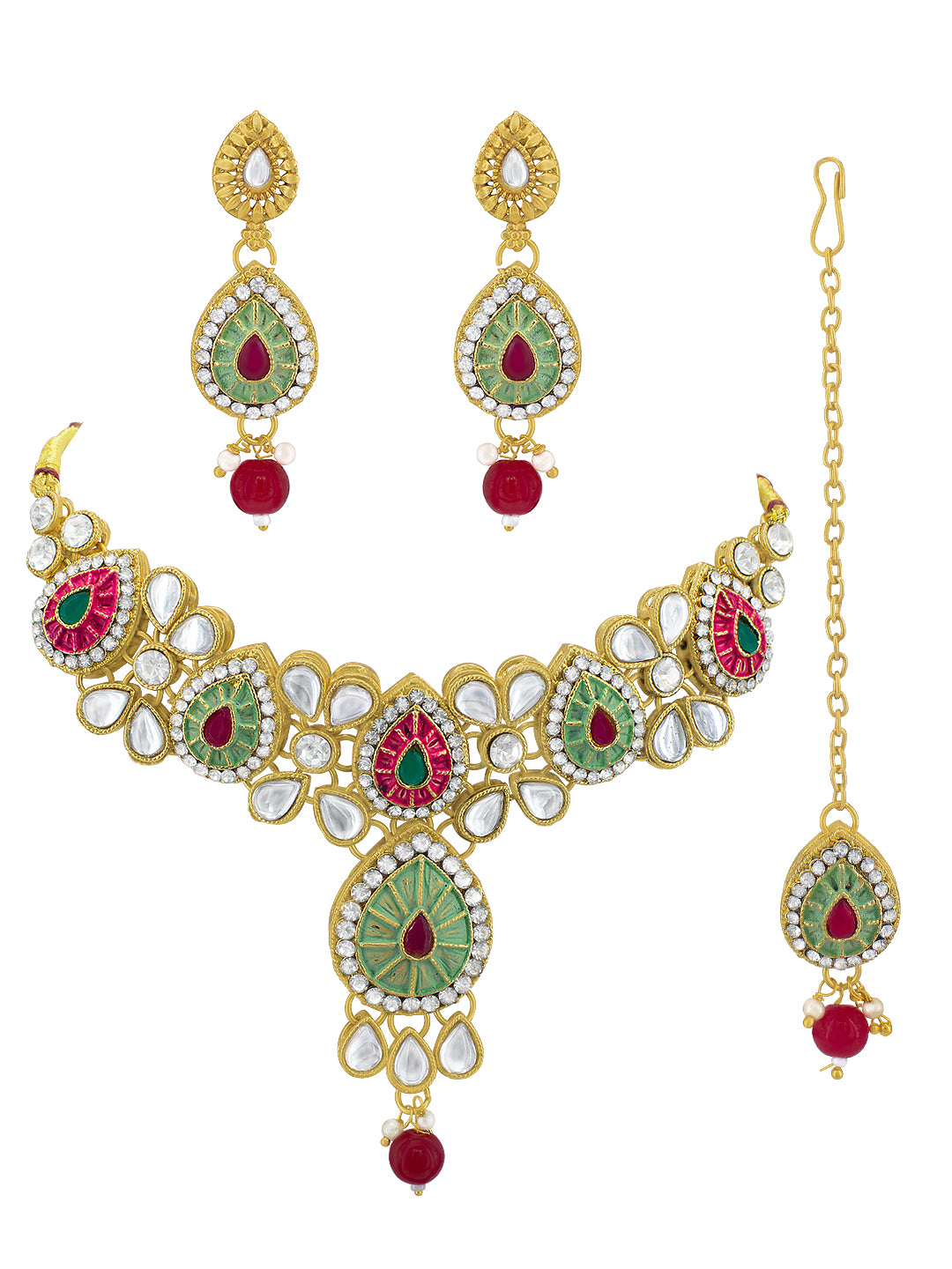 Gold-Plated Kundan Studded Jewellery Set