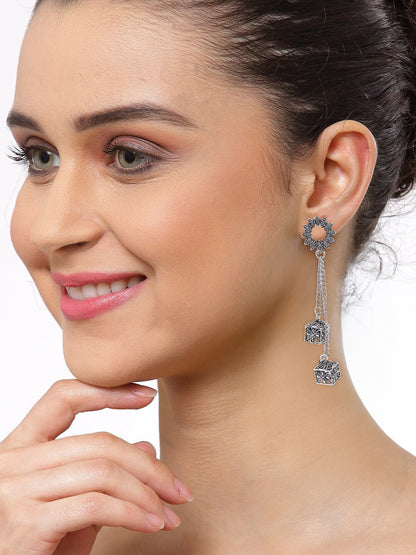 Pack of 3 Silver Oxidised Jhumka & Drop Earrings