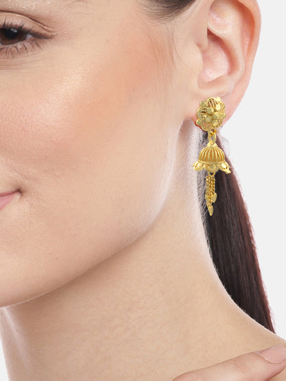 Gold Plated Floral Jhumki Drop Earrings