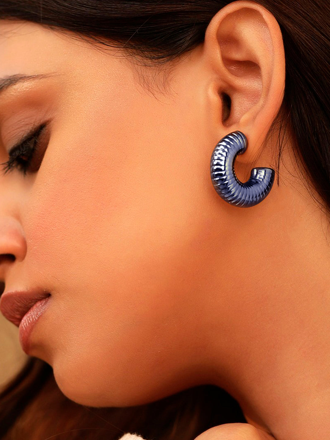 Blue Half Hoop Earrings For Women