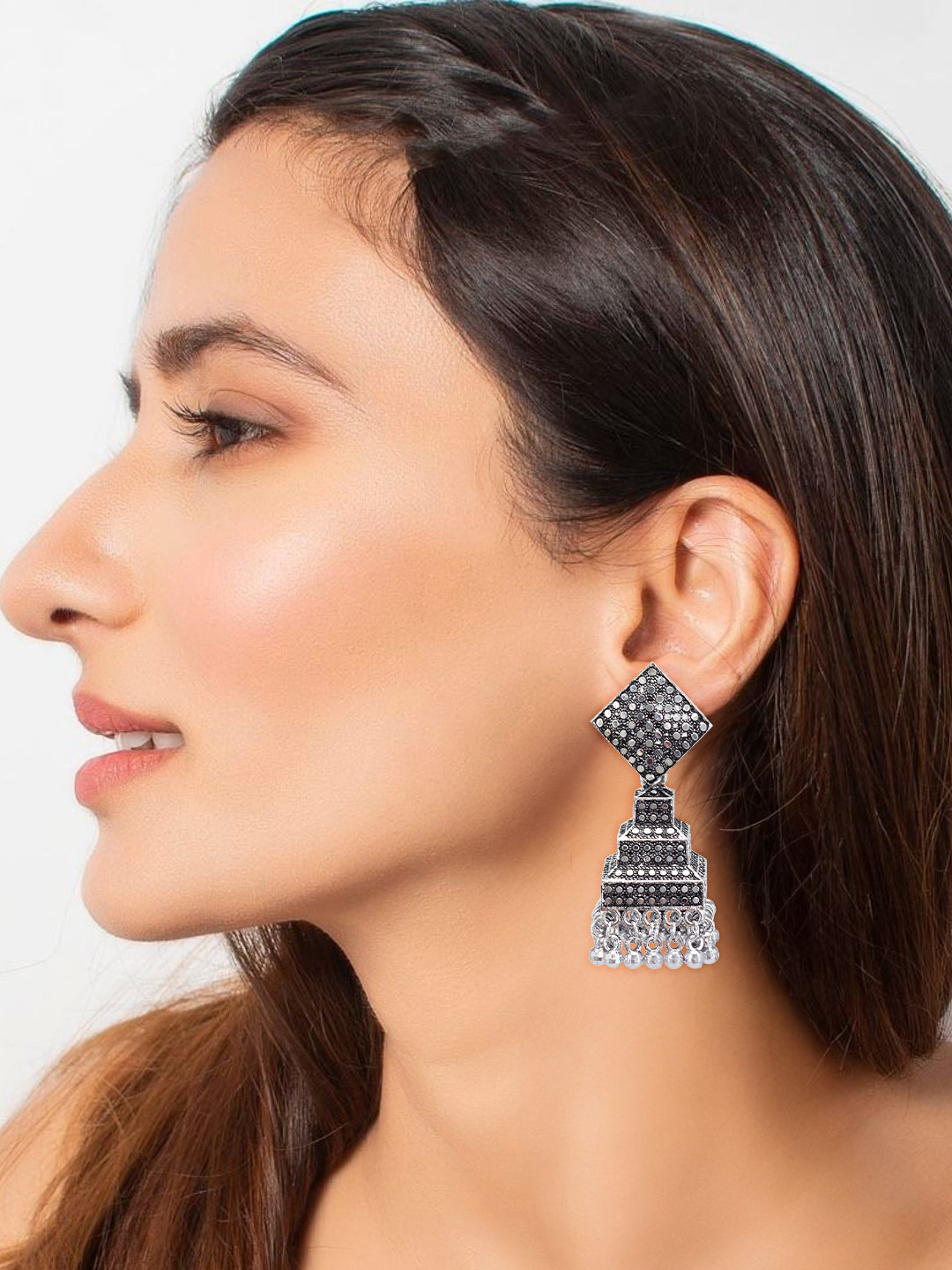 Pack of 6 Silver Oxidised Jhumka and Studs Earrings