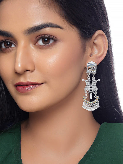 Pack of 4 Silver Plated Artificial Stones Studded Jhumka & Hoop Earrings