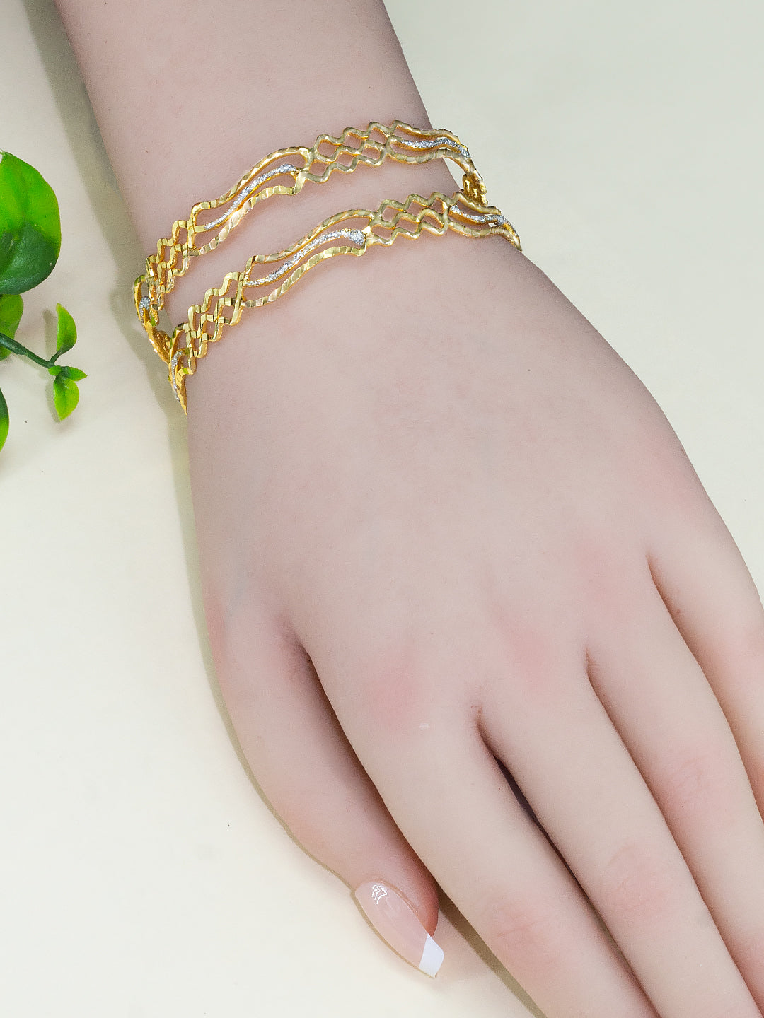 Set Of 2 Gold-Plated Bangles