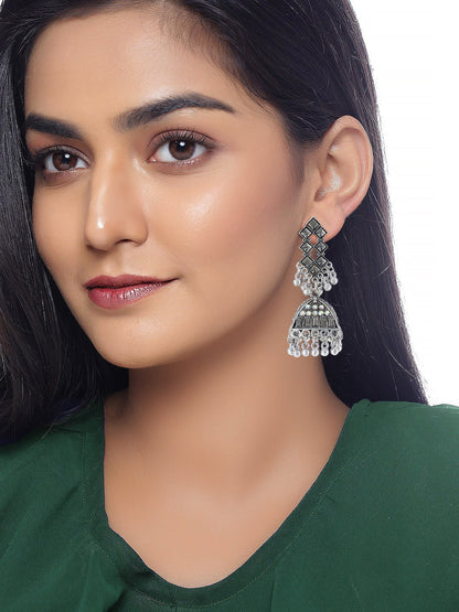 Pack of 6 Silver Oxidised Jhumka and Studs Earrings