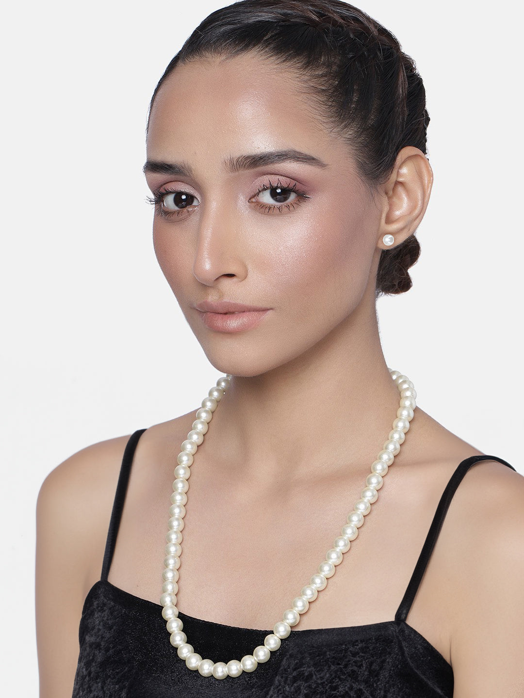 Pearl Beaded Moti Mala Trendy Necklace With Earrings