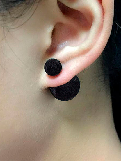 Black Double Sided Trendy Studs Earrings