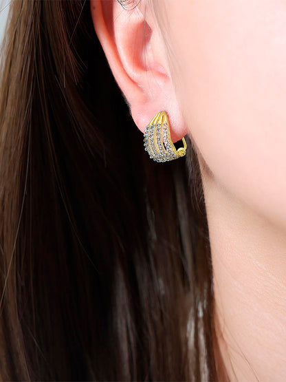 Gold Plated American Diamond Studded Stud Earrings