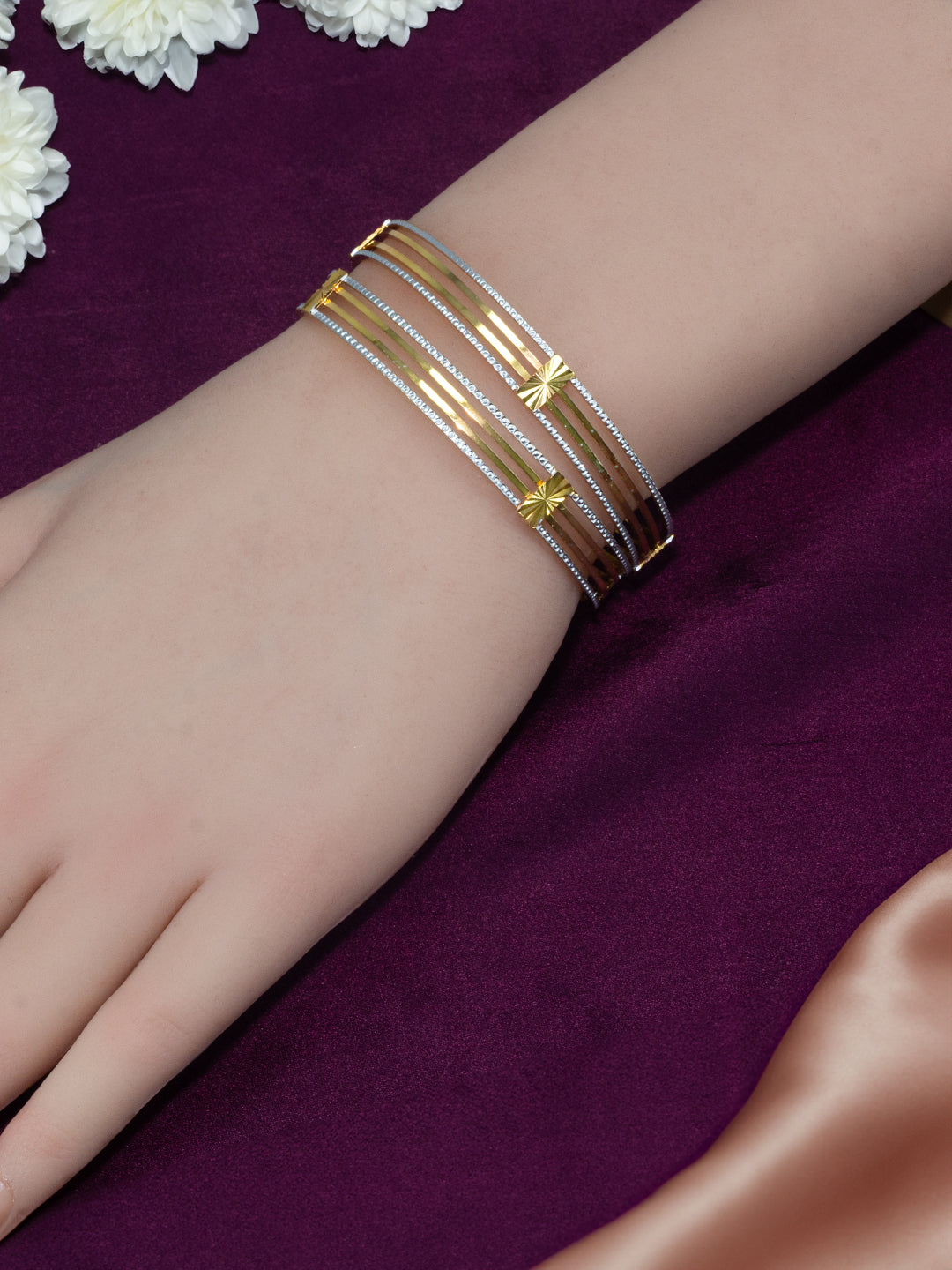 Gold Plated Modern Minimal Bangle Pair