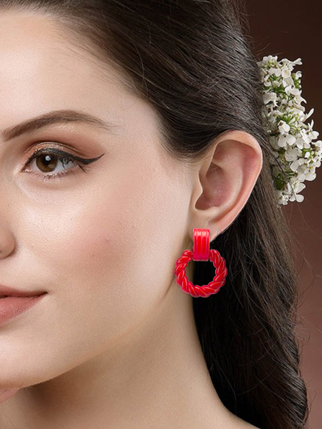 Red Dangle Drop Earrings