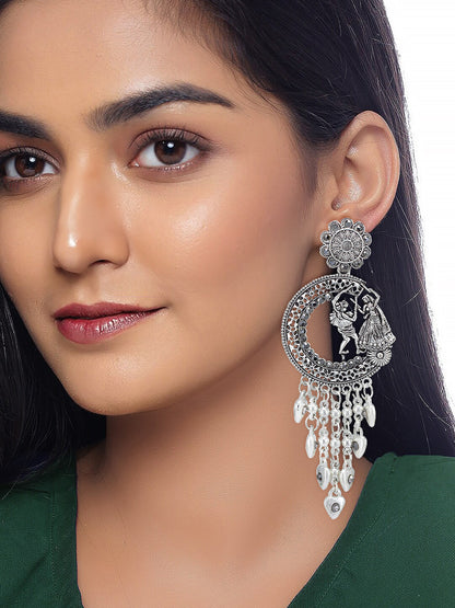 Silver Oxidised Dandiya Jhumka Earrings