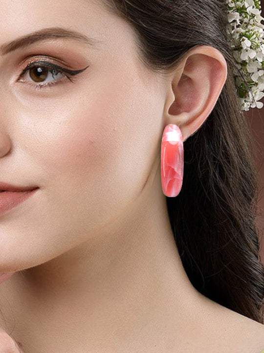 Red Half Hoop Earrings