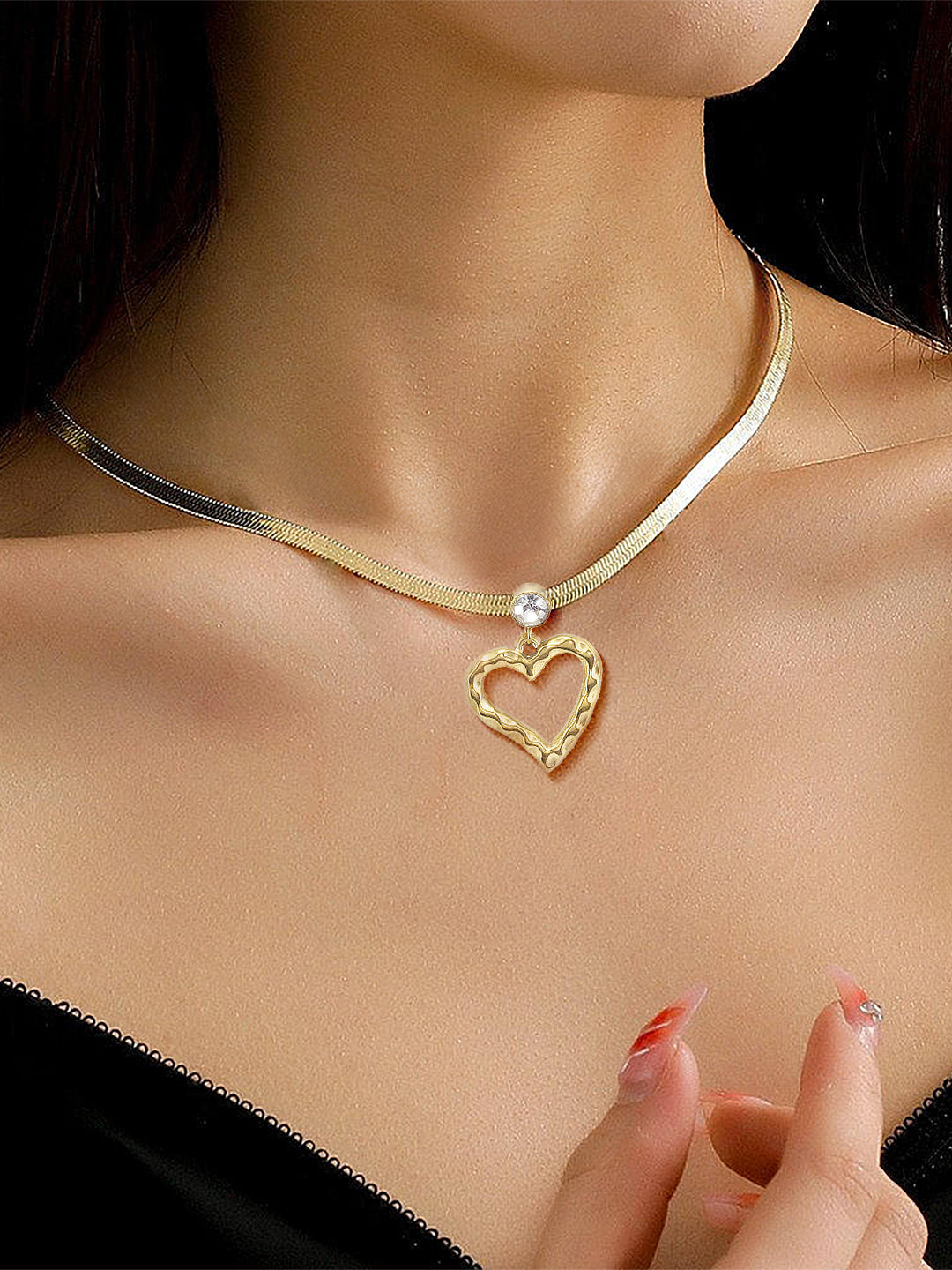 AD Heart Stainless Steel Chain Necklace | Trendy Gold-Plated Anti Tarnish Chain Necklace