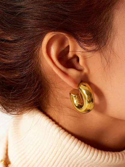 Gold Plated Half Hoop Earrings For Women