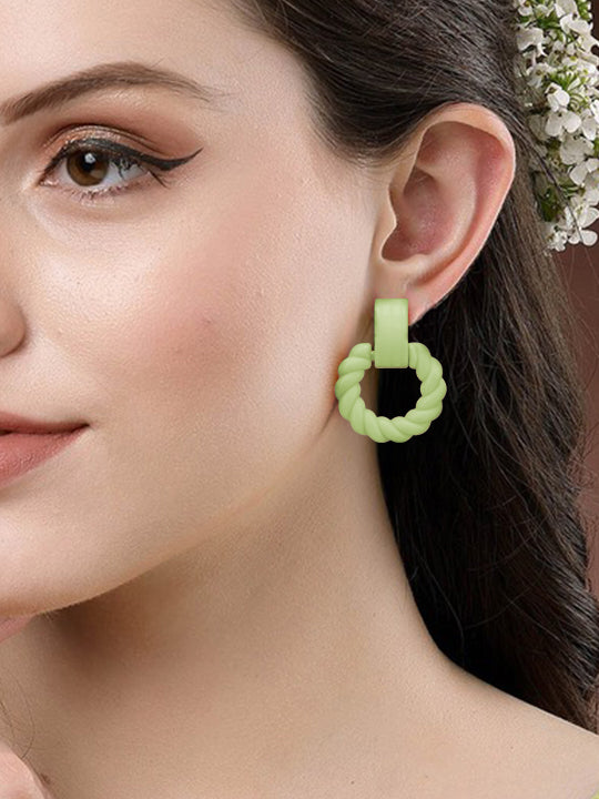 Green Dangle Drop Earrings