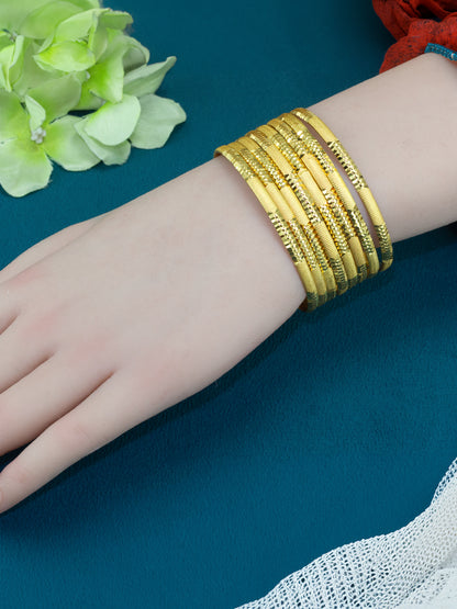 Set Of 8 Gold-Plated Minimal Bangles