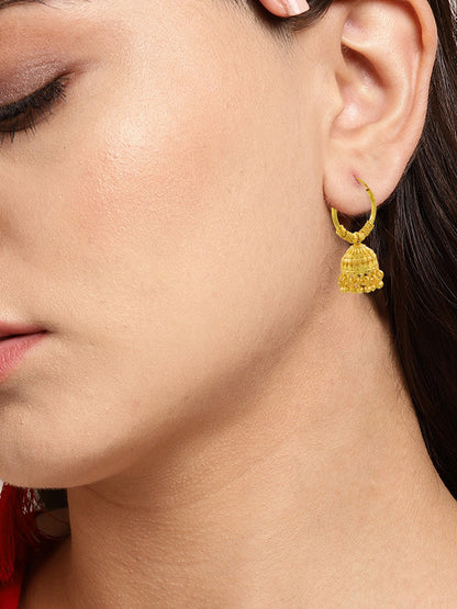 Gold-Plated Circular Hoop Jhumki Earrings