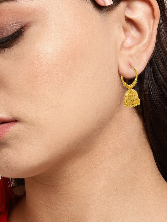 Gold-Plated Circular Hoop Jhumki Earrings