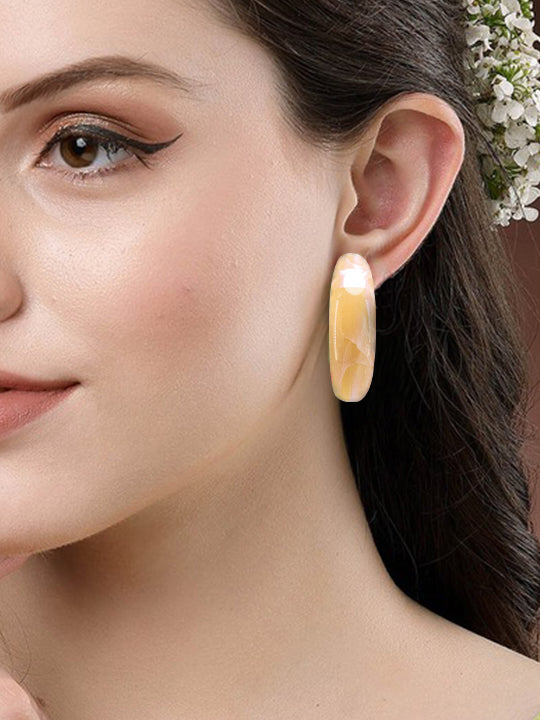 Yellow Half Hoop Earrings