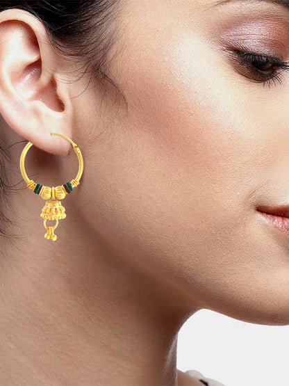 Gold-Plated Dome Shaped Hoop Earrings